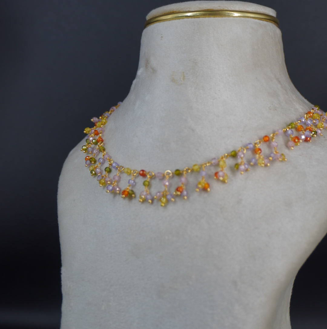Multi colour cz beads necklace HK0460