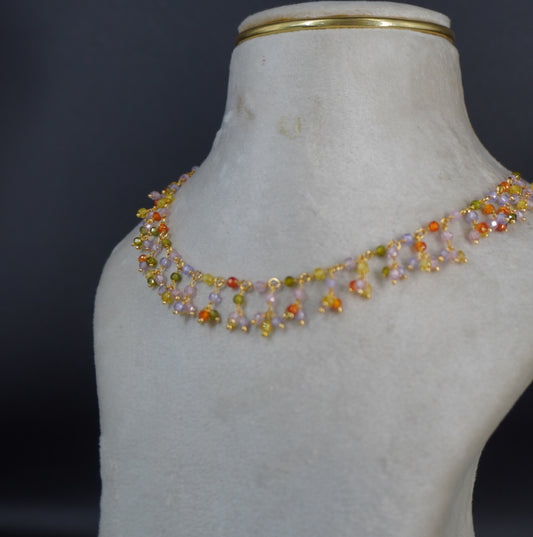 Multi colour cz beads necklace HK0460