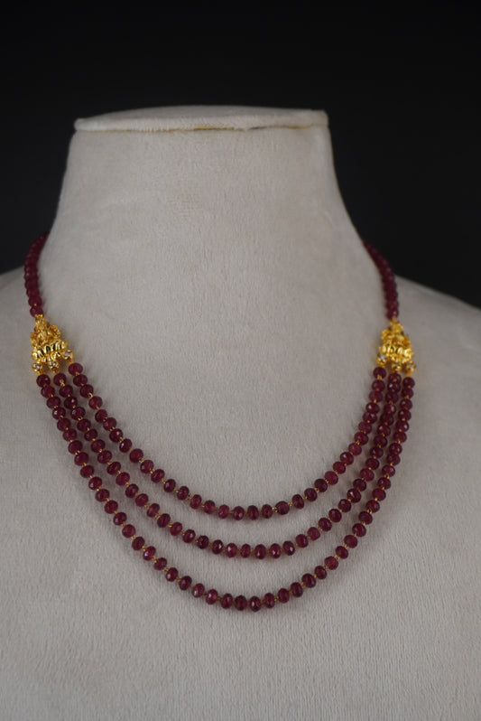 HK0487 MEROON BEADS And God Lakshmi