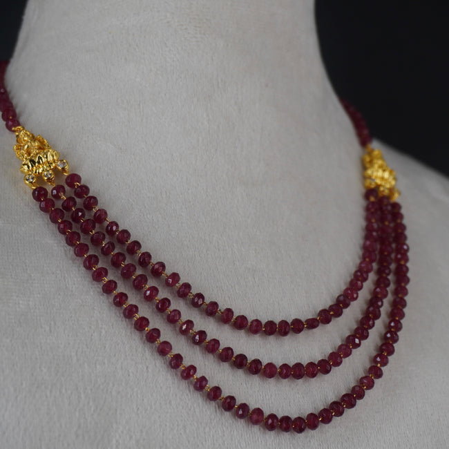 HK0487 MEROON BEADS And God Lakshmi