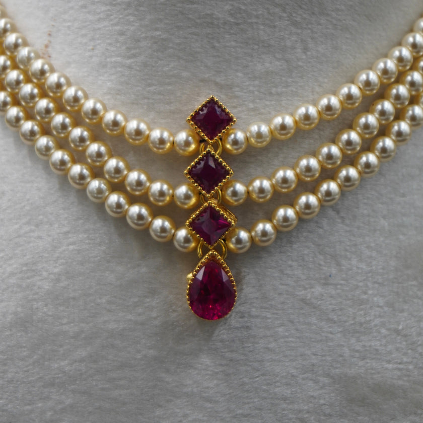 HK0333 swaroski pearl chocker