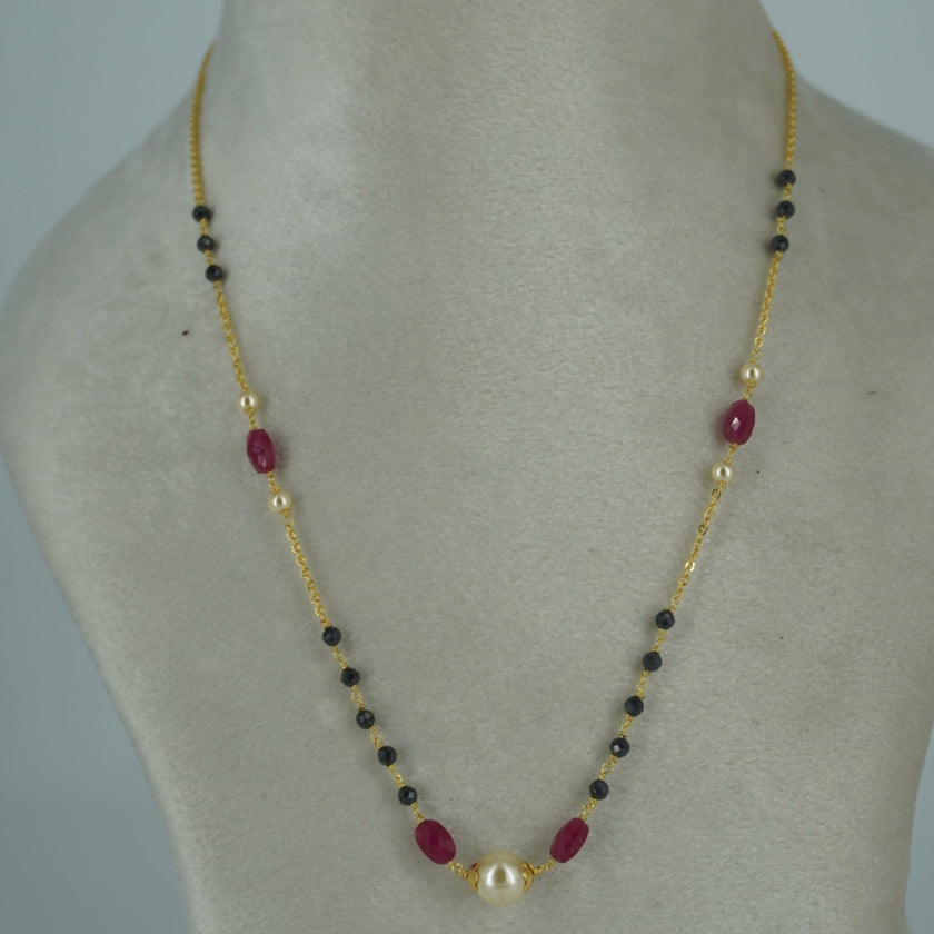 Hk0203 black diamond shine beads with ruby beads