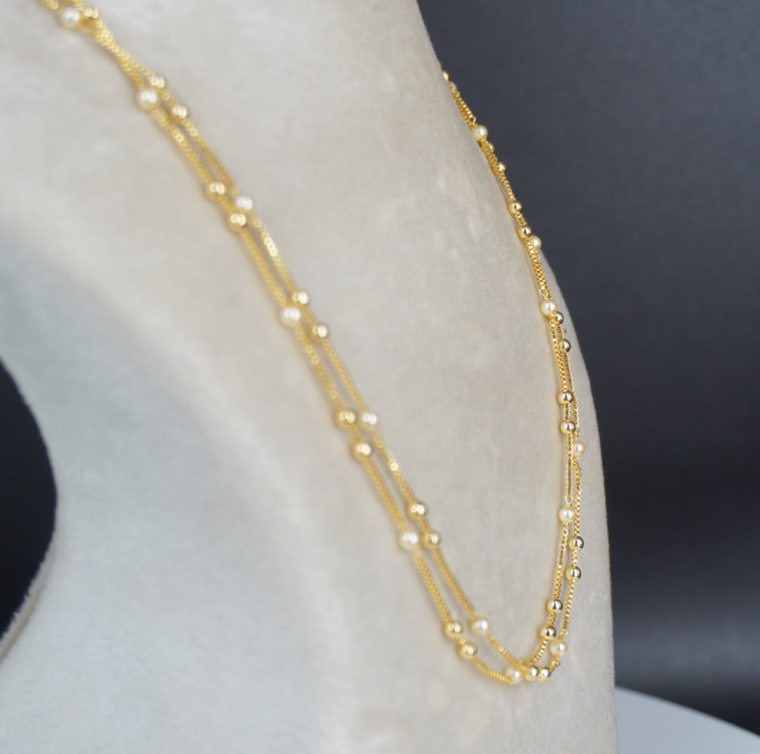 Hk0455 Swarovski pearl with box chain