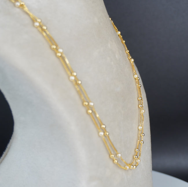 Swarovski pearl with box chain