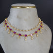 HK0340 Ruby and Swarovski pearl necklace