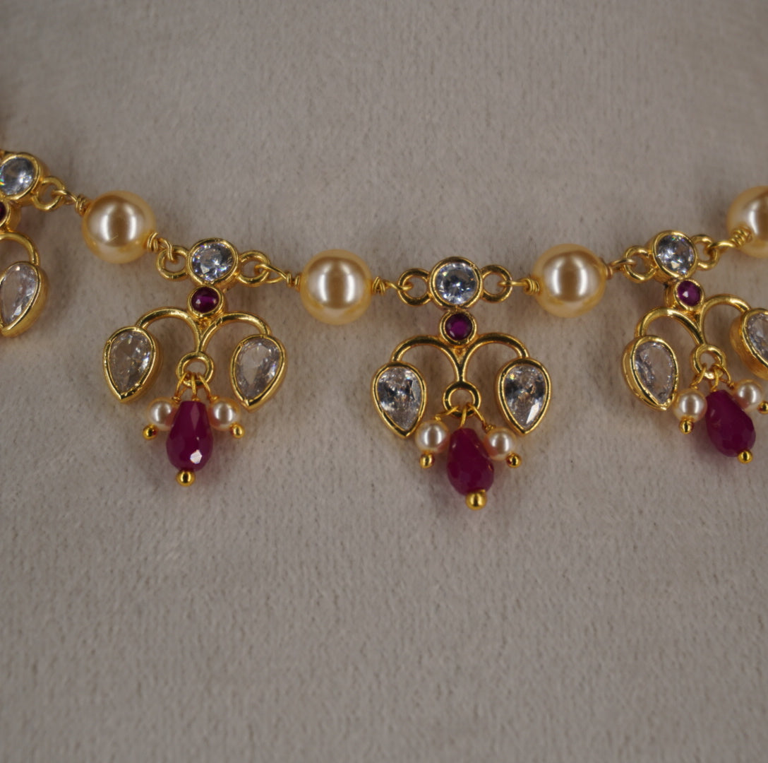 HK0480 PINK NECKLACE with earrings