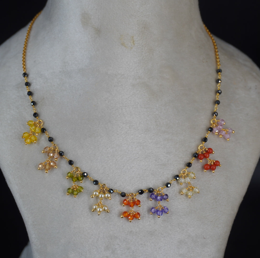 Multi colour black diamond shine beads with cz beads. Hk0449