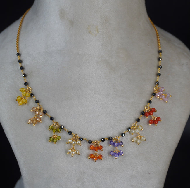 Hk0449 Multi colour black diamond shine beads with cz beads.