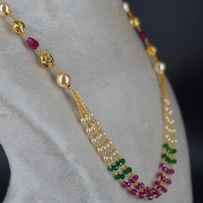 HK0329 Green & Pink Manula Necklace