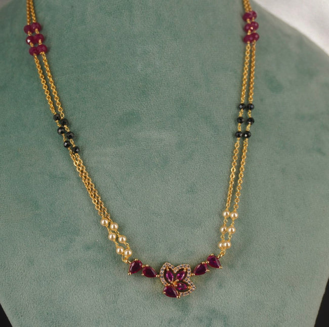 Hk0421 Long Black Beads Mangalsutra
