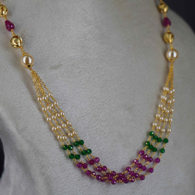 HK0329 Green & Pink Manula Necklace