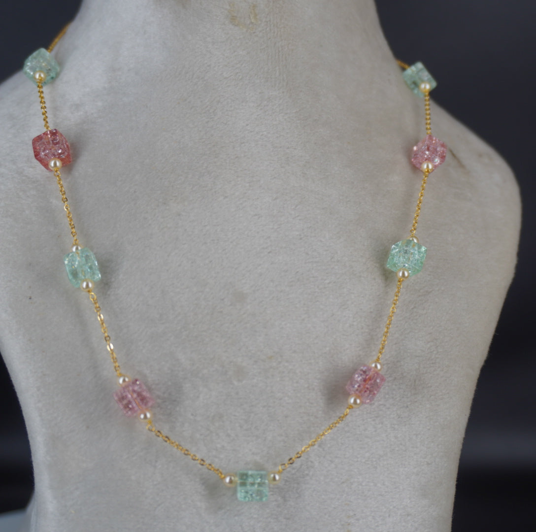 #pastel colour crystal beads chain HK0463