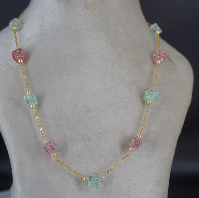#pastel colour crystal beads chain HK0463