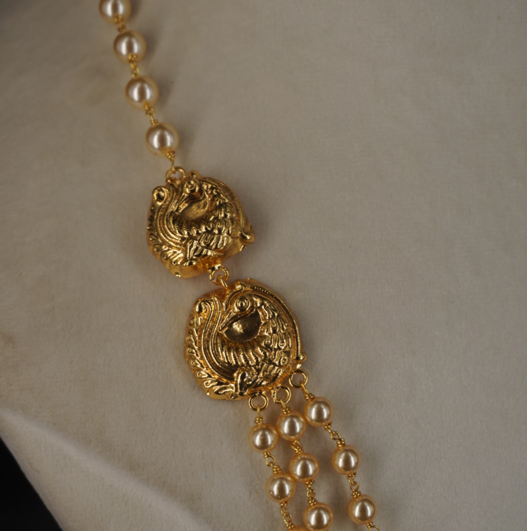 HK0517 3 STEPS PEARL NEACKLACE HARAM
