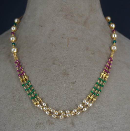 HK0483. Rice pearl and manulu chain