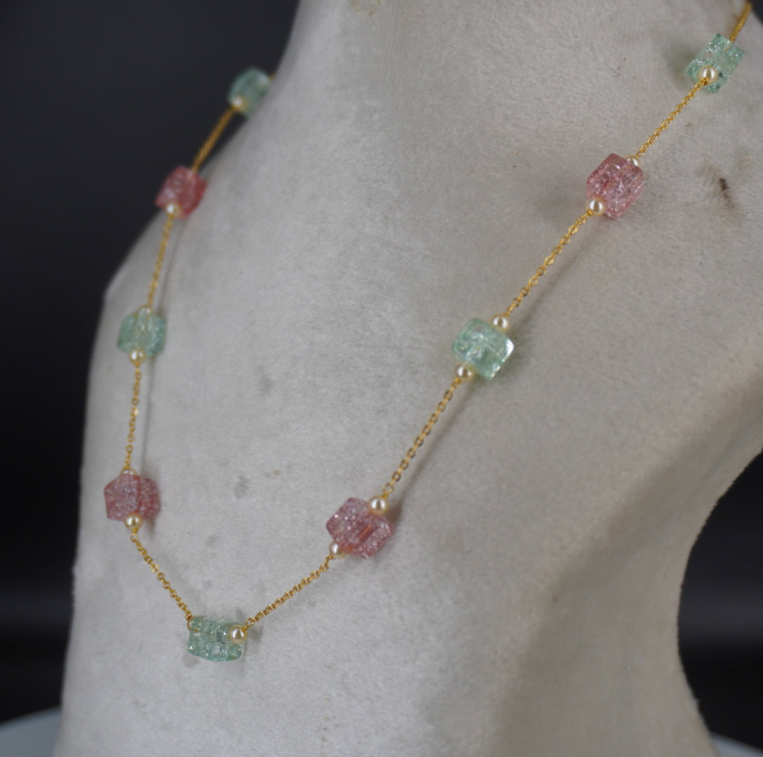 HK0463 pastel colour crystal beads chain