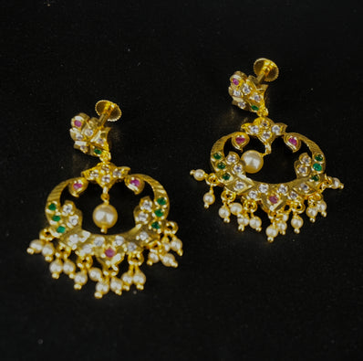 chandbali earrings with Swarovski pearl