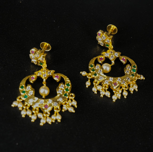 chandbali earrings with Swarovski pearl