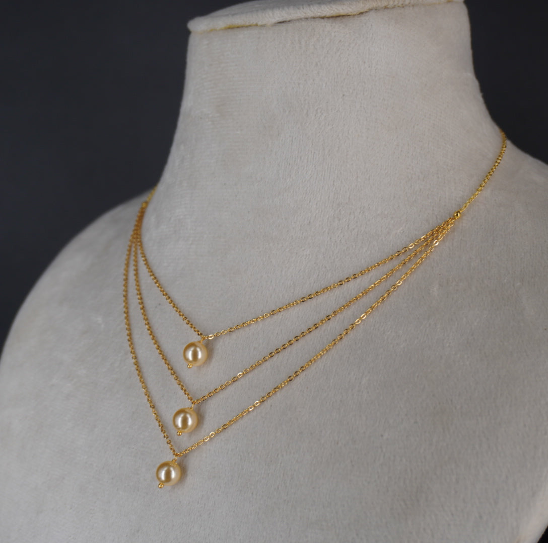 Hk0414 Elegant Pearl falls Chain With 3 steps