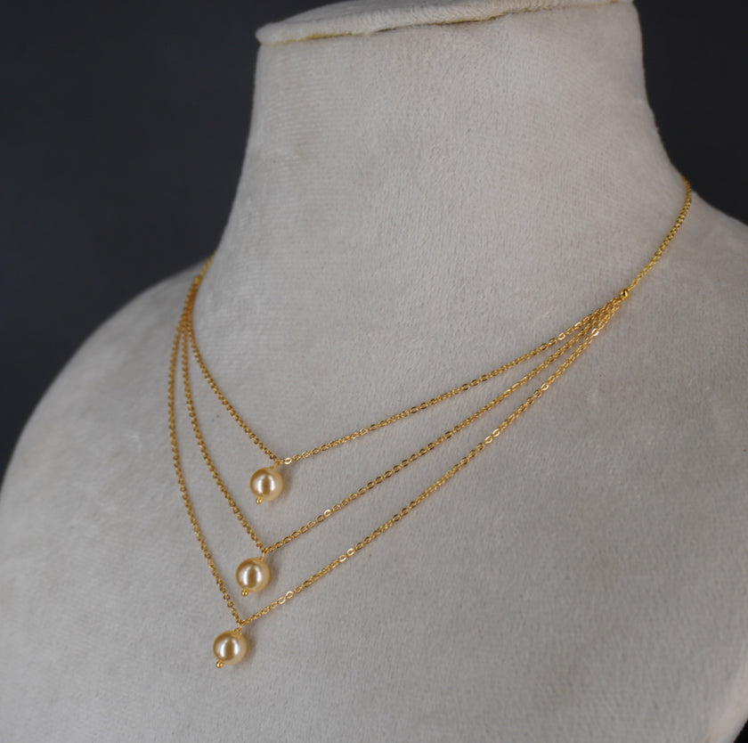 Hk0414 Elegant Pearl falls Chain With 3 steps