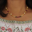 HK0106 Simple Ruby and pearl chain