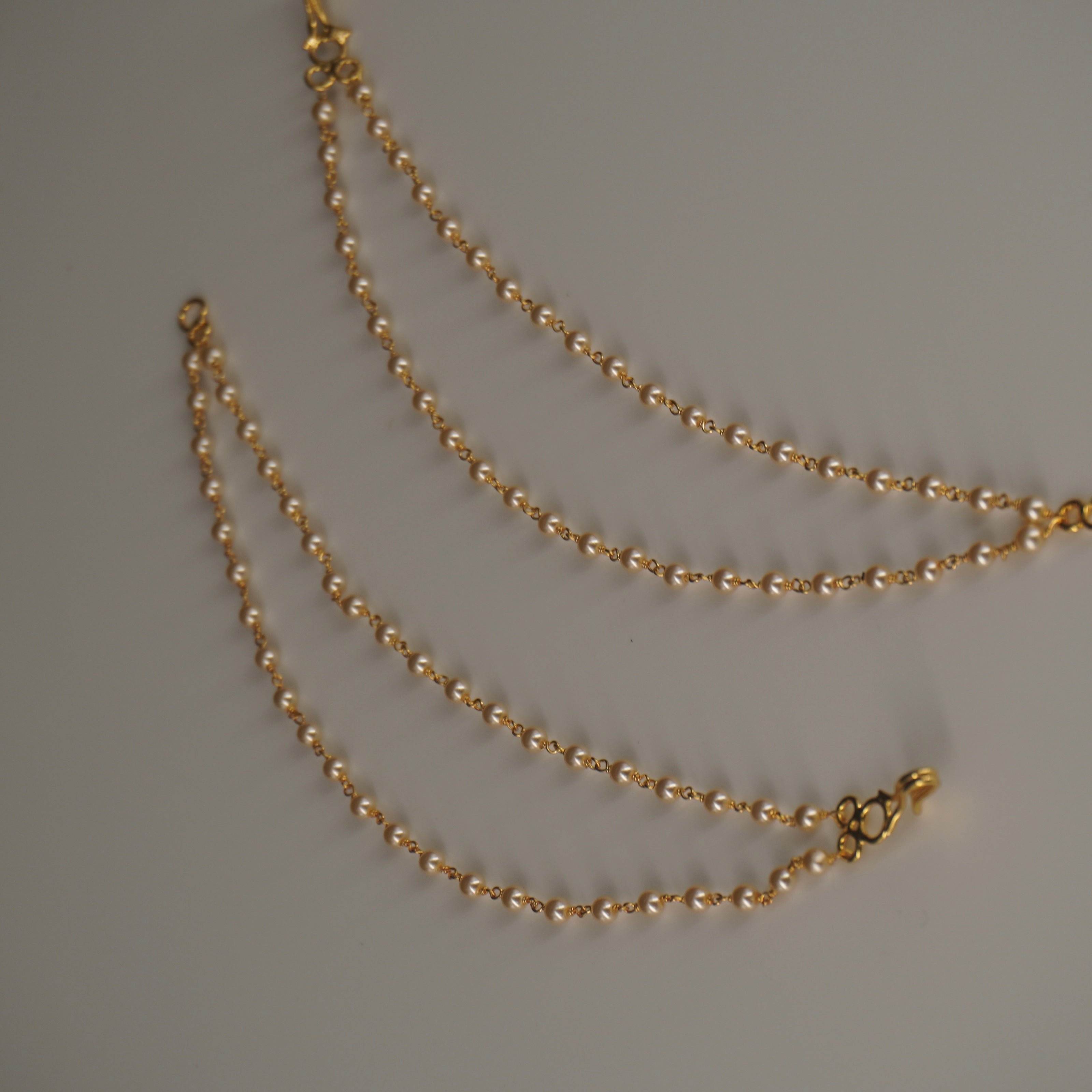 CH018 Pearl Earchains 2 LINES