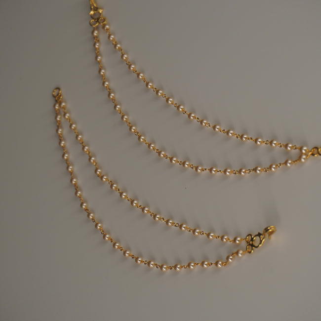 CH018 Pearl Earchains 2 LINES