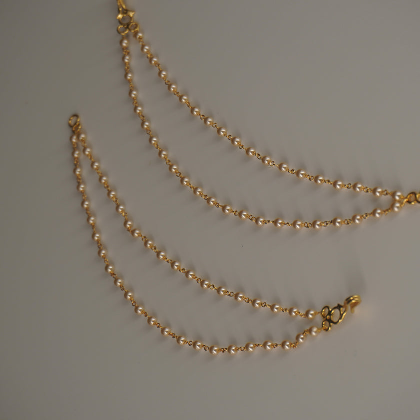CH018 Pearl Earchains 2 LINES