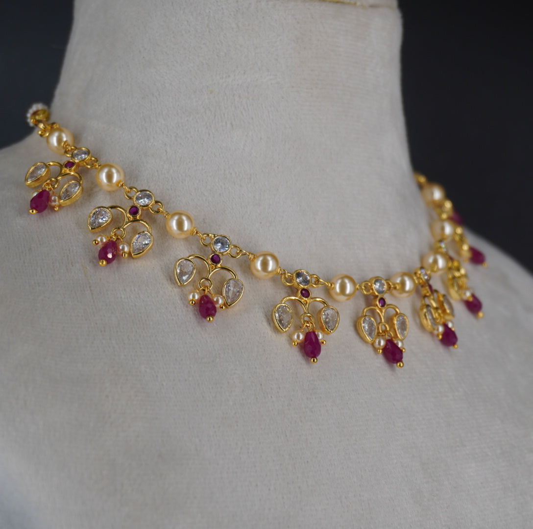 HK0480 PINK NECKLACE with earrings