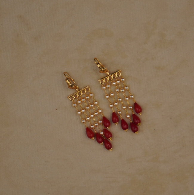 ER031 coral drop earrings
