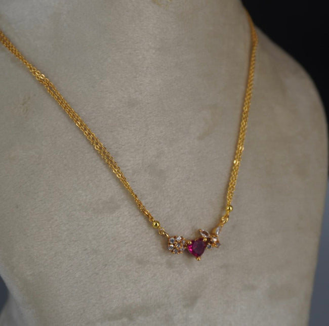 Hk0419 Red Heart Two Line Chain