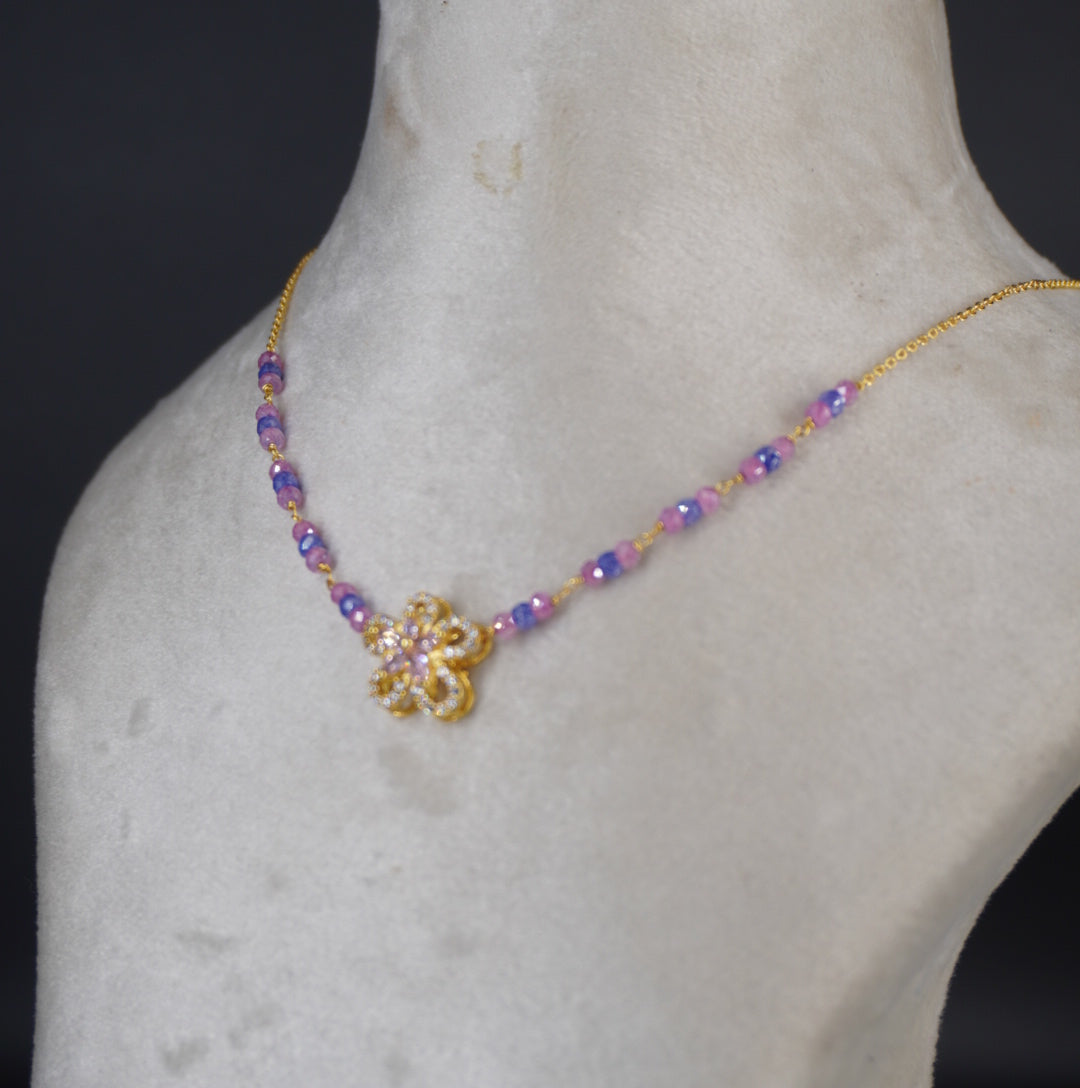 HK0451 Baby pink and purple combination chain