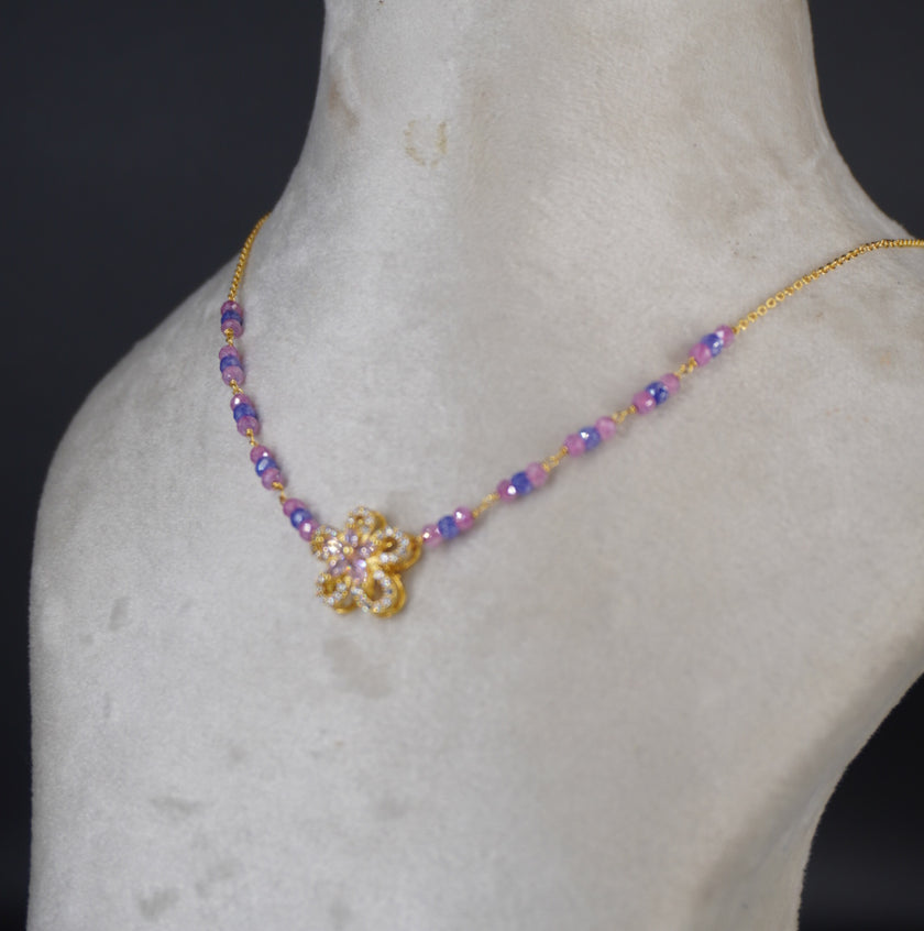 HK0451 Baby pink and purple combination chain