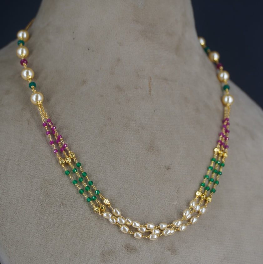 HK0483. Rice pearl & Manulu Chain