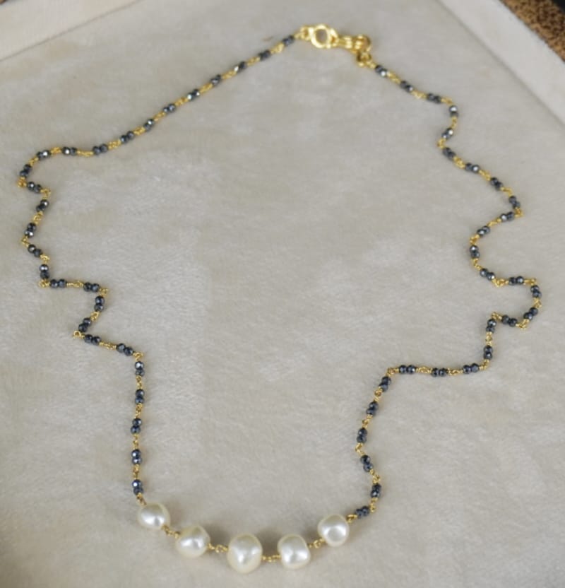 SLV018 Silver Mangalsutra chain centered 5 pearls