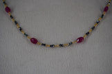 SLV020 Silver Mangalsutra chain mixed with cutting ruby ovel shape