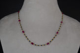 SLV020 Silver Mangalsutra chain mixed with cutting ruby ovel shape