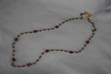 SLV020 Silver Mangalsutra chain mixed with cutting ruby ovel shape