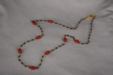 SLV022 Black beads chain beautify with Corals