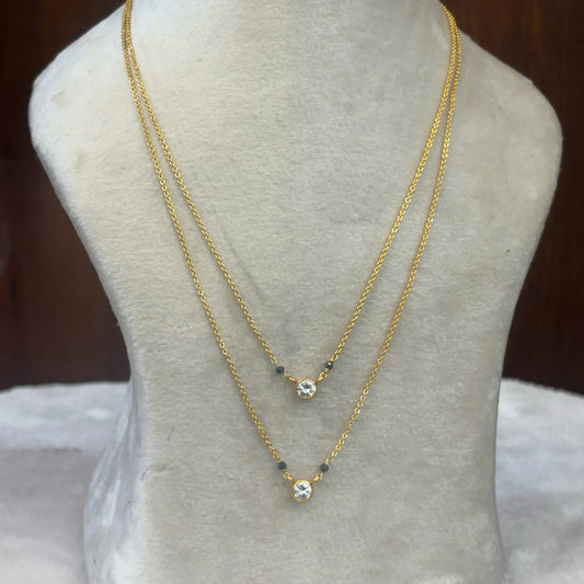 HK0268 – Handcrafted Black Bead Mangalsutra with Contemporary Pendant